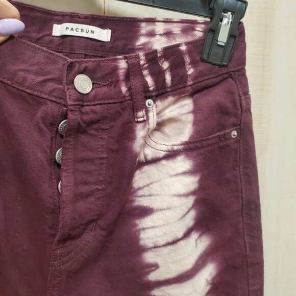 Pac Sun Eco Raspberry Tie Dye Jeans Raw Hem Straight Like NEW 5 button f… - Picture 3 of 10